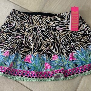 Lilly Pulitzer Zebra Print Mini Skirt with Pink and Blue
